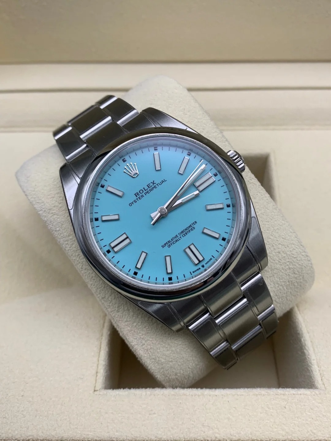 [2026 Mirror Grade]ROyster Perpetual 41mm Swiss Replica Watch Tiffany Dial Ref 124300