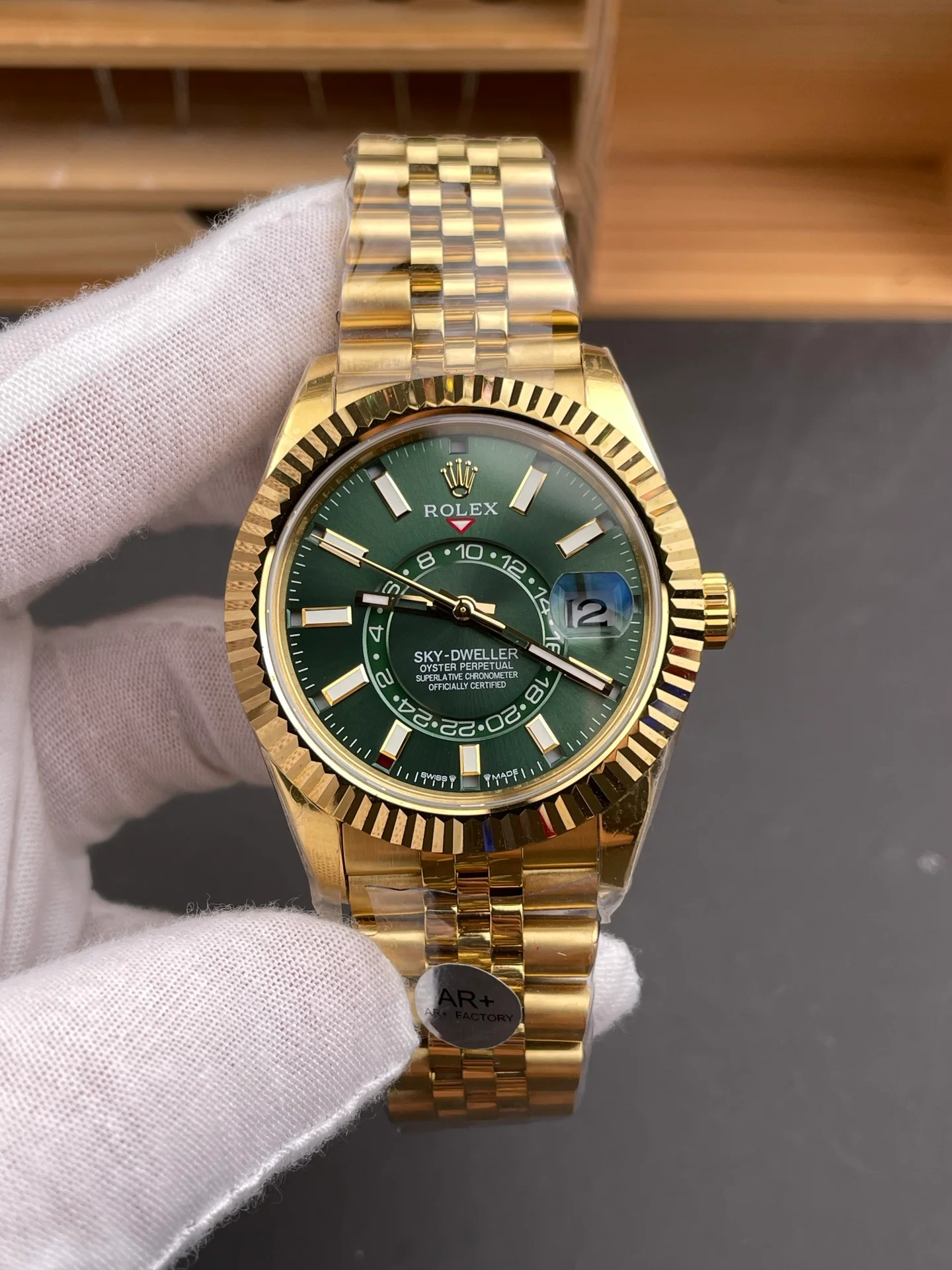 Full Gold Sky-Dweller Green Dial