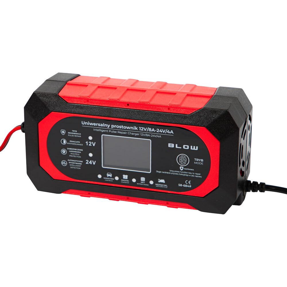 BLOW Prostownik automatyczny 12V/8A-24V/4A Blow, z funkcją naprawy akumulatora