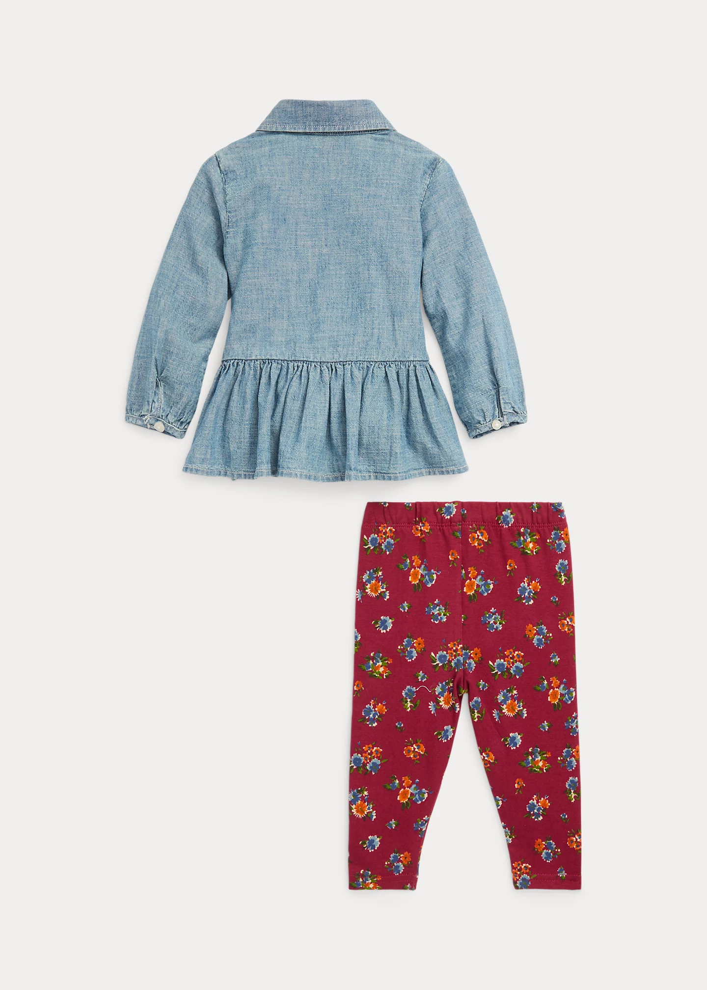 Chambray Top & Floral Jersey Legging Set