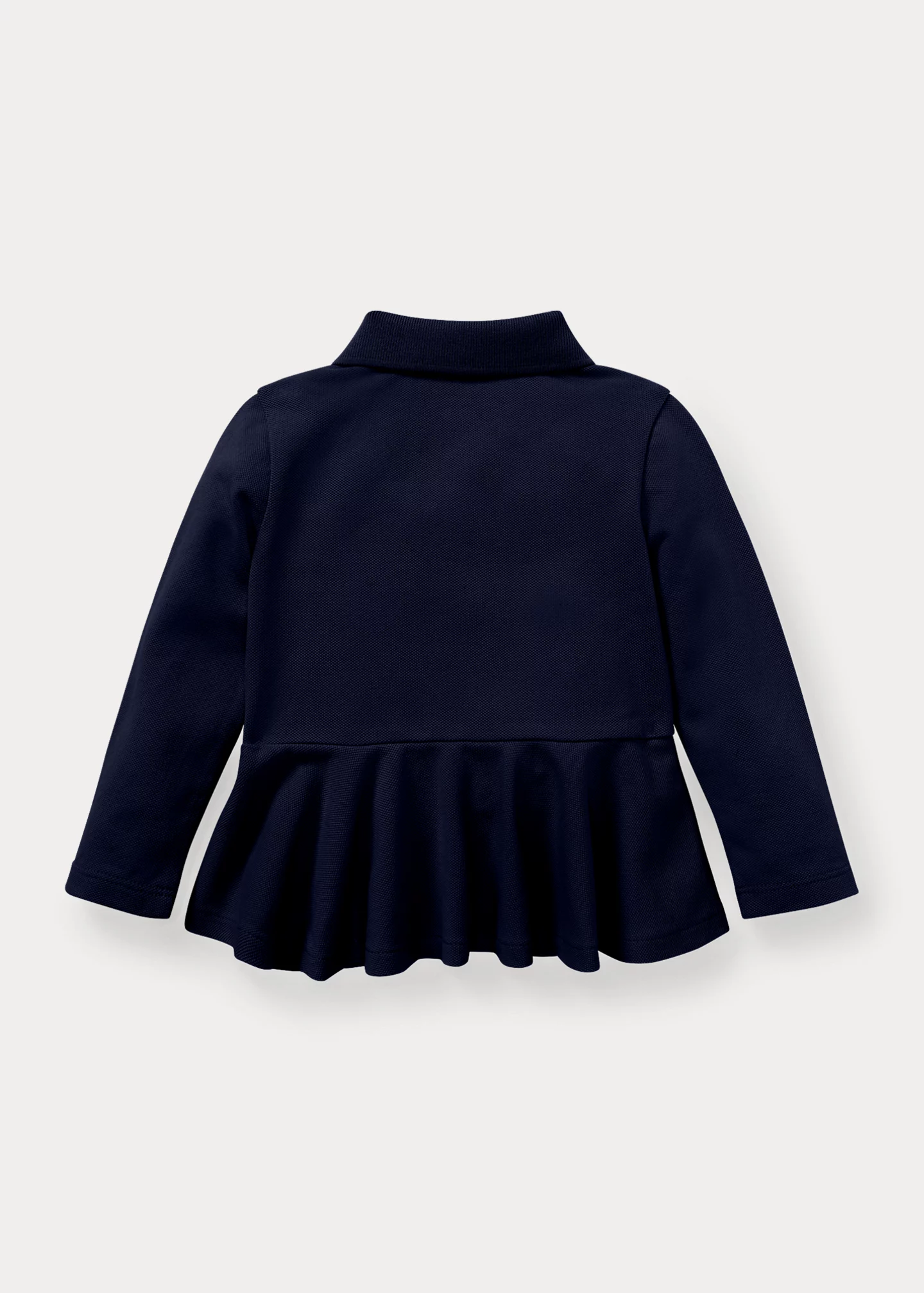 Cotton Mesh Peplum Polo Shirt