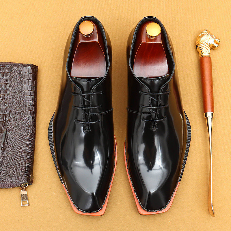 Men’s  Square-Toe Glossy Oxford Shoes 23687