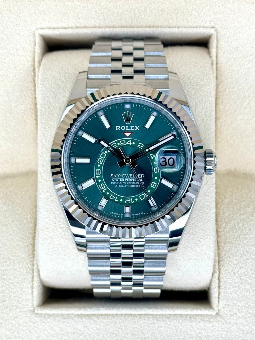 [2026 Mirror Grade]RLX  Sky-Dweller 42mm Stainless Steel Green Dial Jubilee - 336934