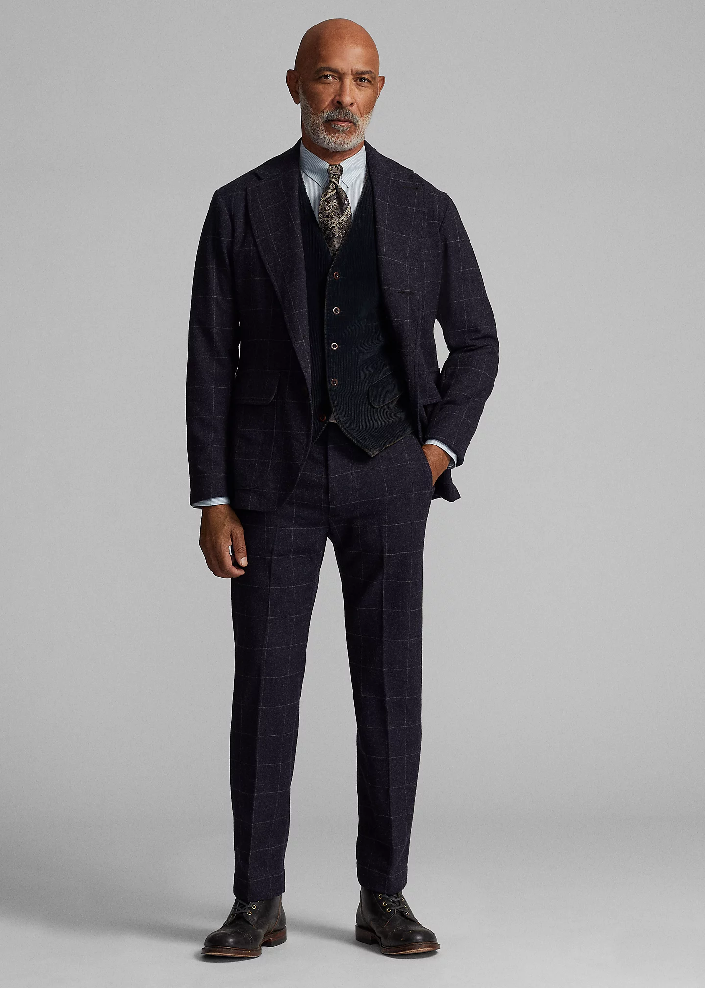 Unconstructed Windowpane Wool Sport Coat