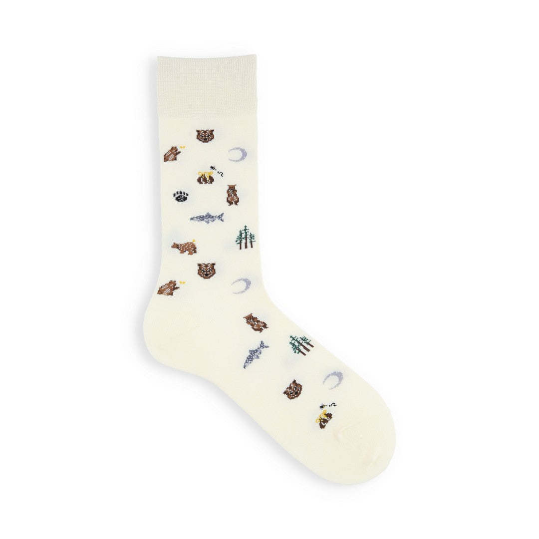 062140063 Grizzly Bear Pattern Crew Socks
