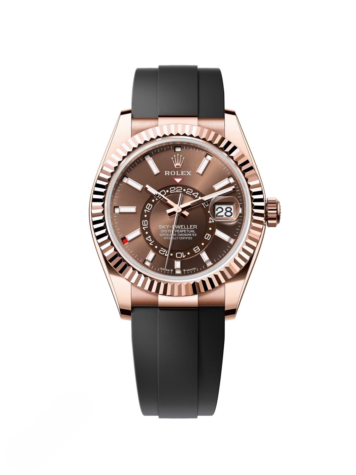 [2026 Mirror Grade]RLX  Sky-Dweller 42mm Rose Gold Chocolate Dial Oysterflex - 336235