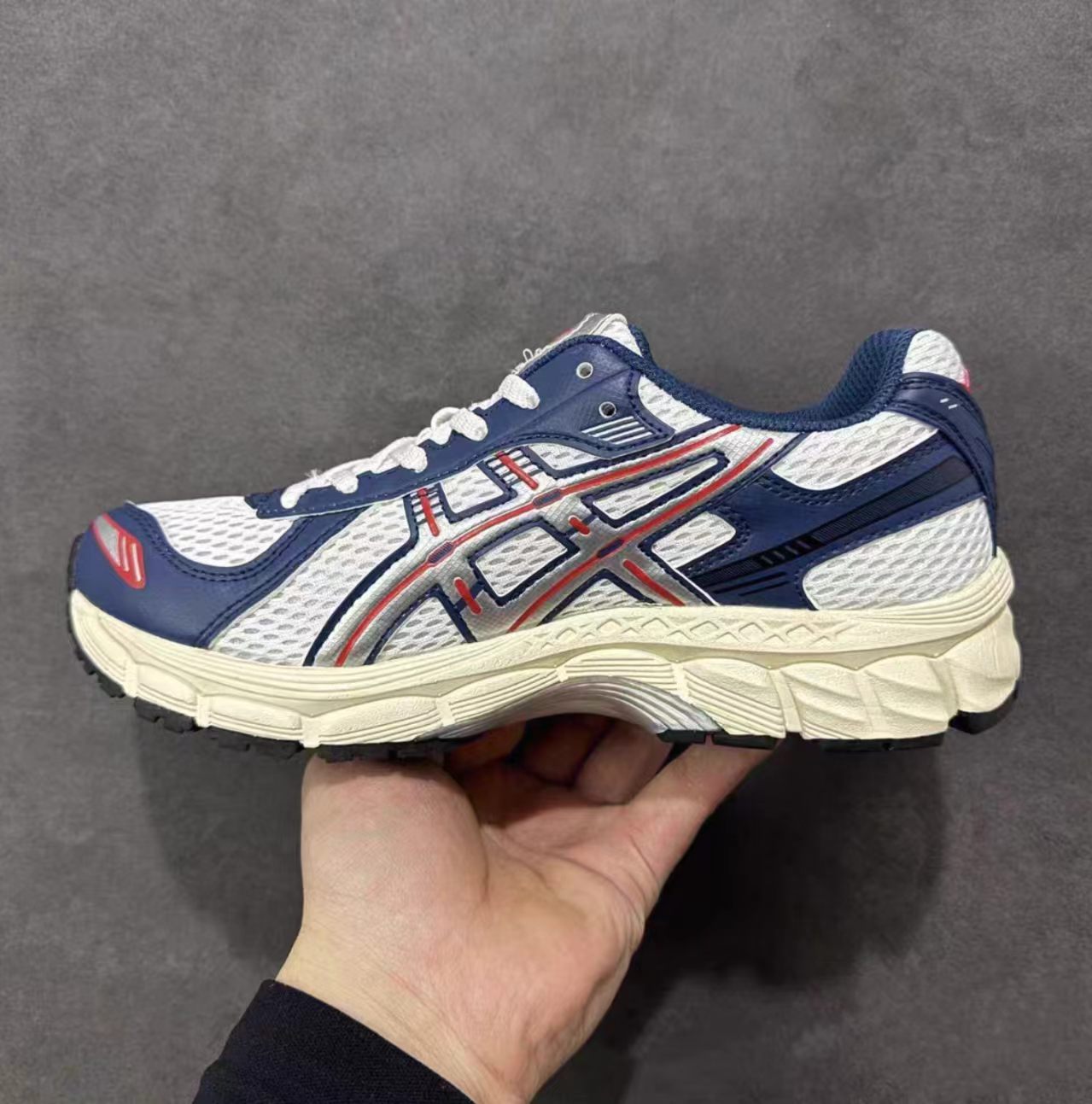 ASICS Gel-Kayano White Navy Red Cream