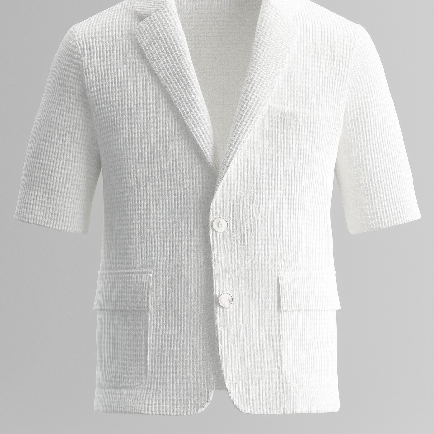 Men's Textured Notched Lapel Two Button Half Sleeve Blazer