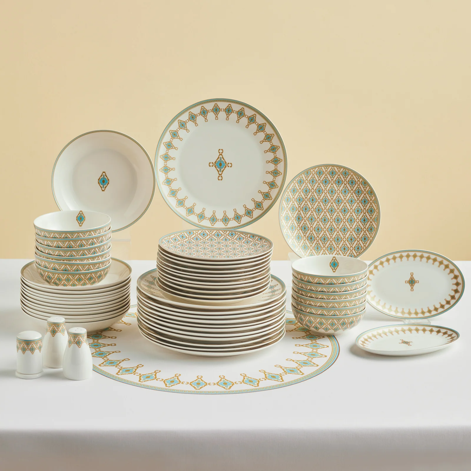 Karaca Forever Bone Dorothy, Service de Vaisselle 53 pièces pour 12 personnes