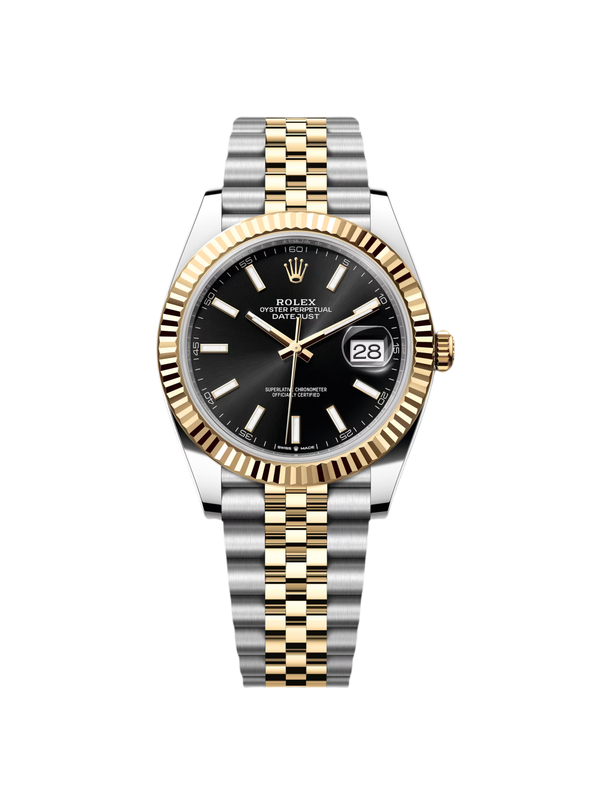 [2026 Mirror Grade]RLX  Datejust 41mm Two-Tone Yellow Gold Fluted Bezel Black Index Dial Jubilee - 126333-0014