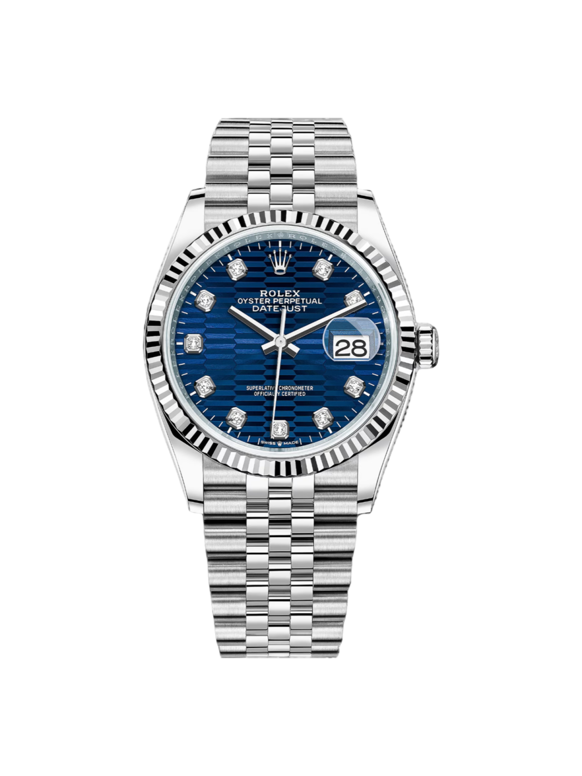 [2026 Mirror Grade]RLX  Datejust 36mm 126234 Blue Fluted Motif Diamond Dial Jubilee Bracelet Watch