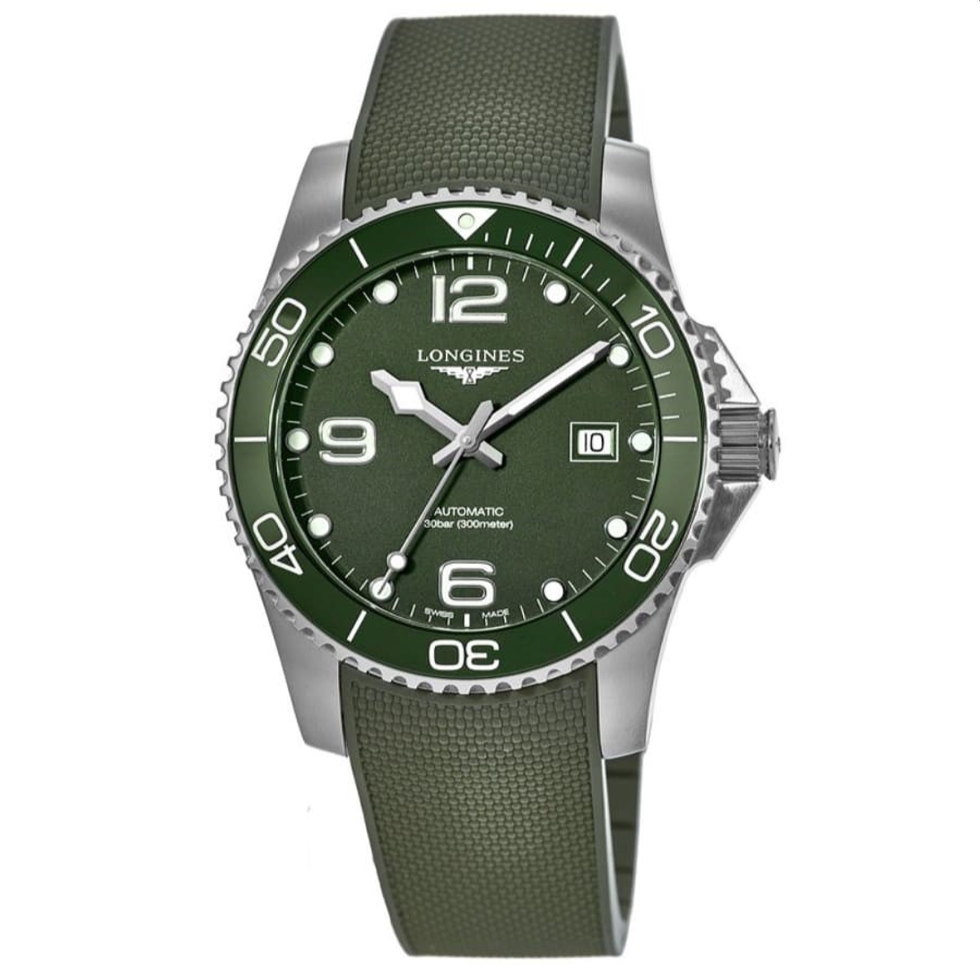 [2026 Mirror Grade]Longines Men's L3.781.4.06.9 HydroConquest Green Rubber Watch