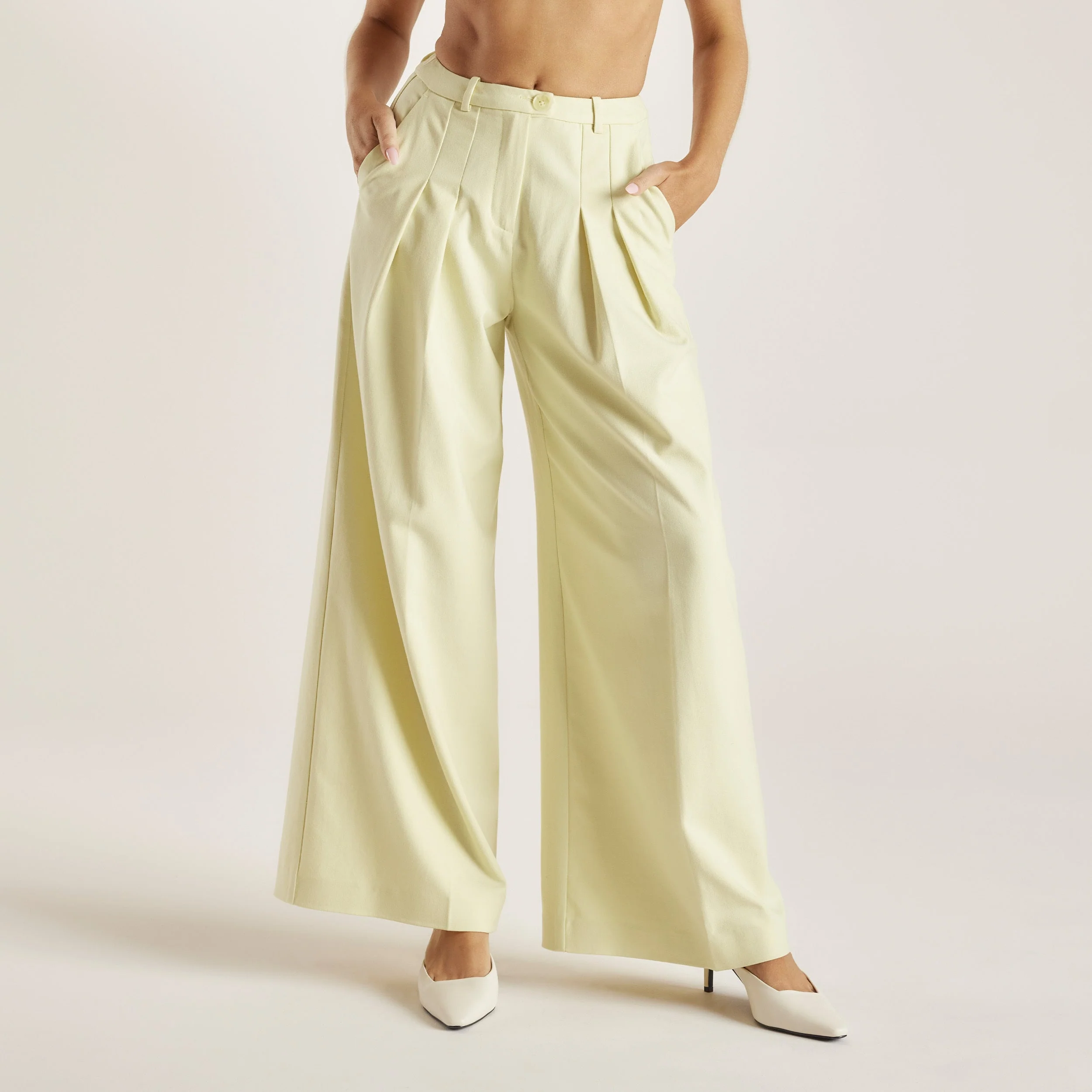 Woven Wide-Leg Pants - Buttermilk