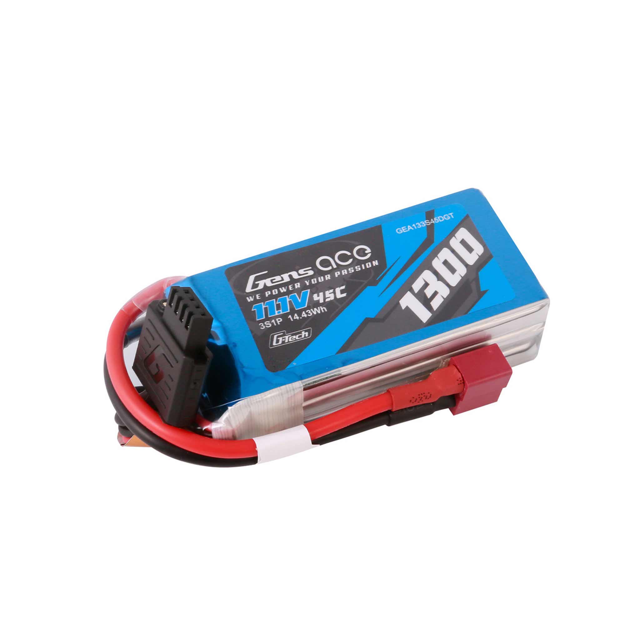 11.1V 1300mAh 3S 45C G-Tech LiPo Battery: Deans