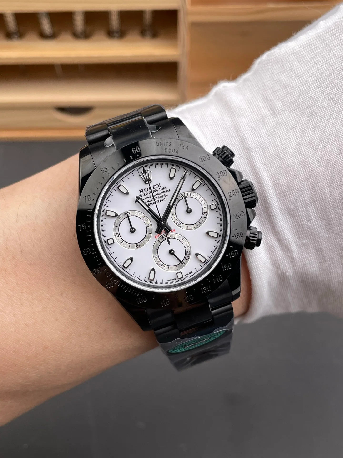 White Dial Black Steel Daytona