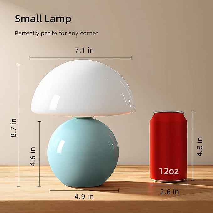 DESIGNLUME Mushroom Lamp Table Lamp for Bedroom