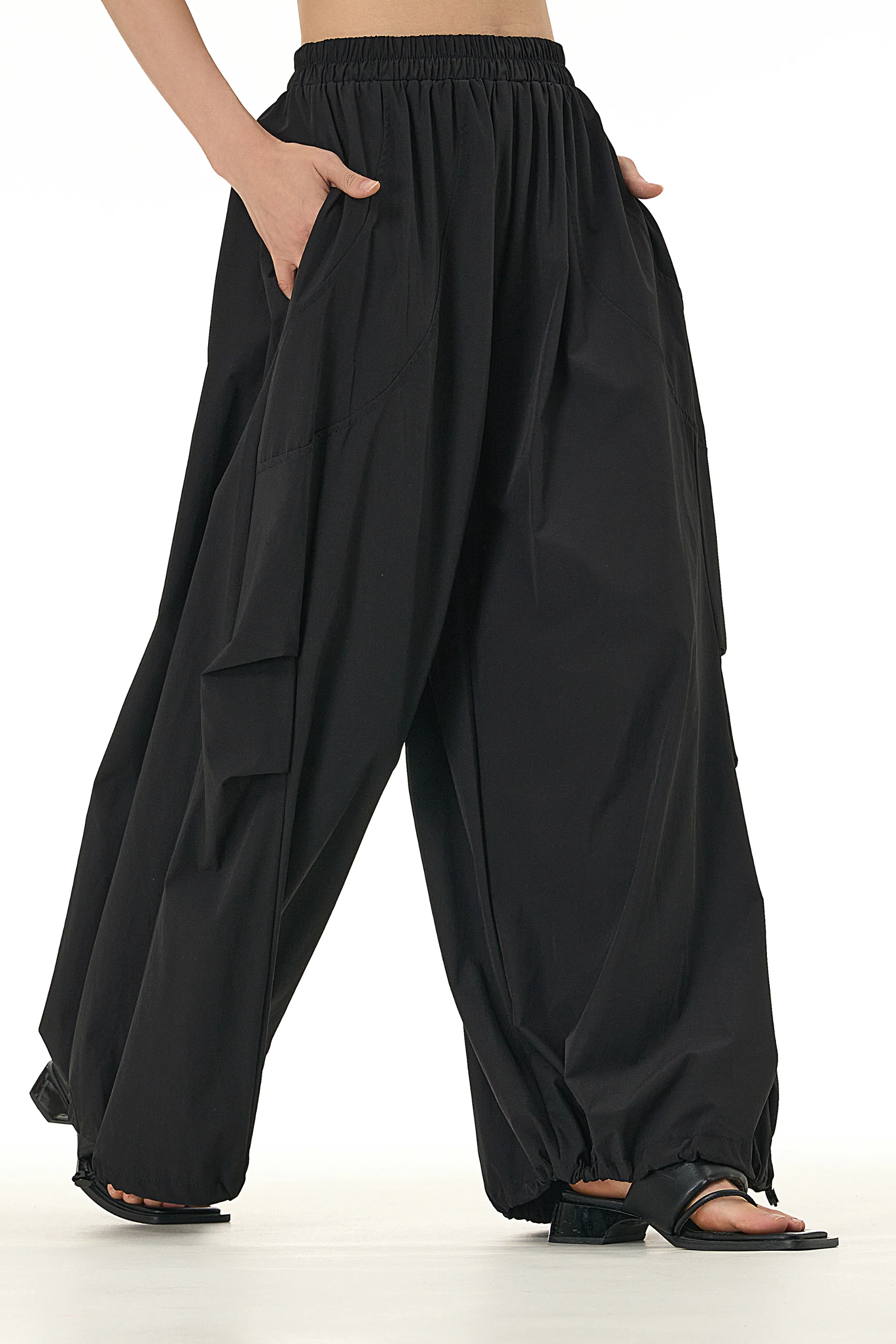 Black Wide Leg Streetwear Trouser