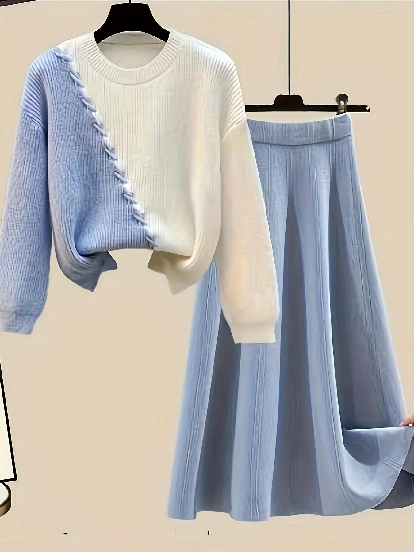 Spring Plus Size Women’s Spring and Autumn Two-Piece 2024 New Loose O-Neck Knitted Sweater