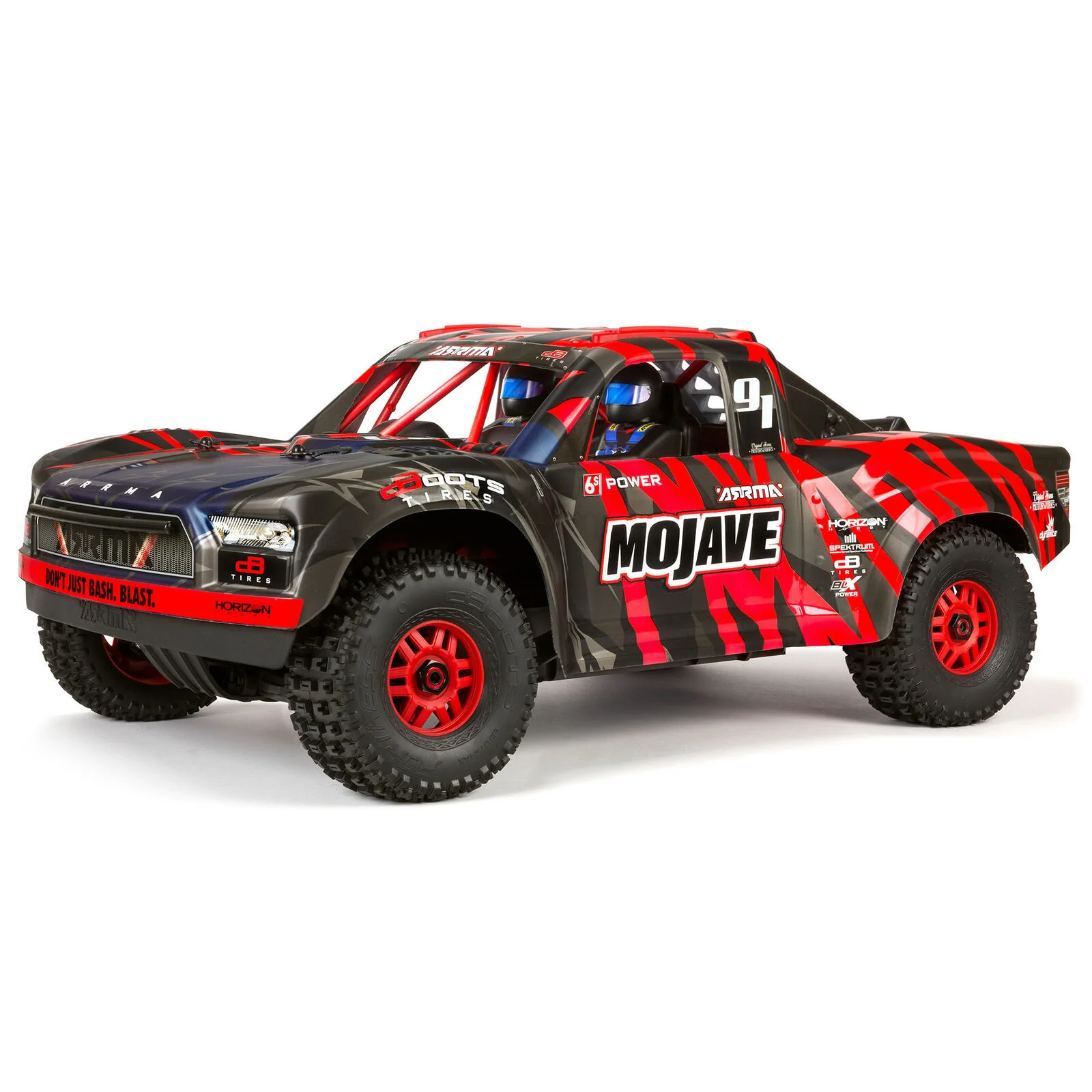 ARRMA 1/7 MOJAVE 6S V2 4WD BLX Desert Truck with Spektrum Firma RTR, Red/Black
