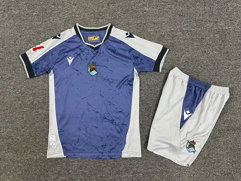 Real Sociedad Soccer Jersey Away Kids Kit Jersey+Shorts 2025/26