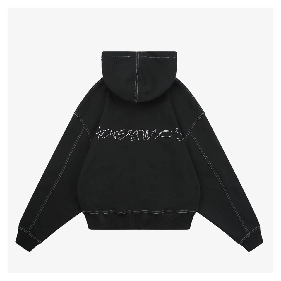 Acne Studios Contrast Stitch Logo Zip Hoodie