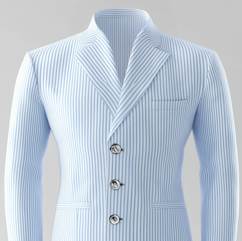 Men's Lapel Collar Three Button Long Sleeve Striped Blazer