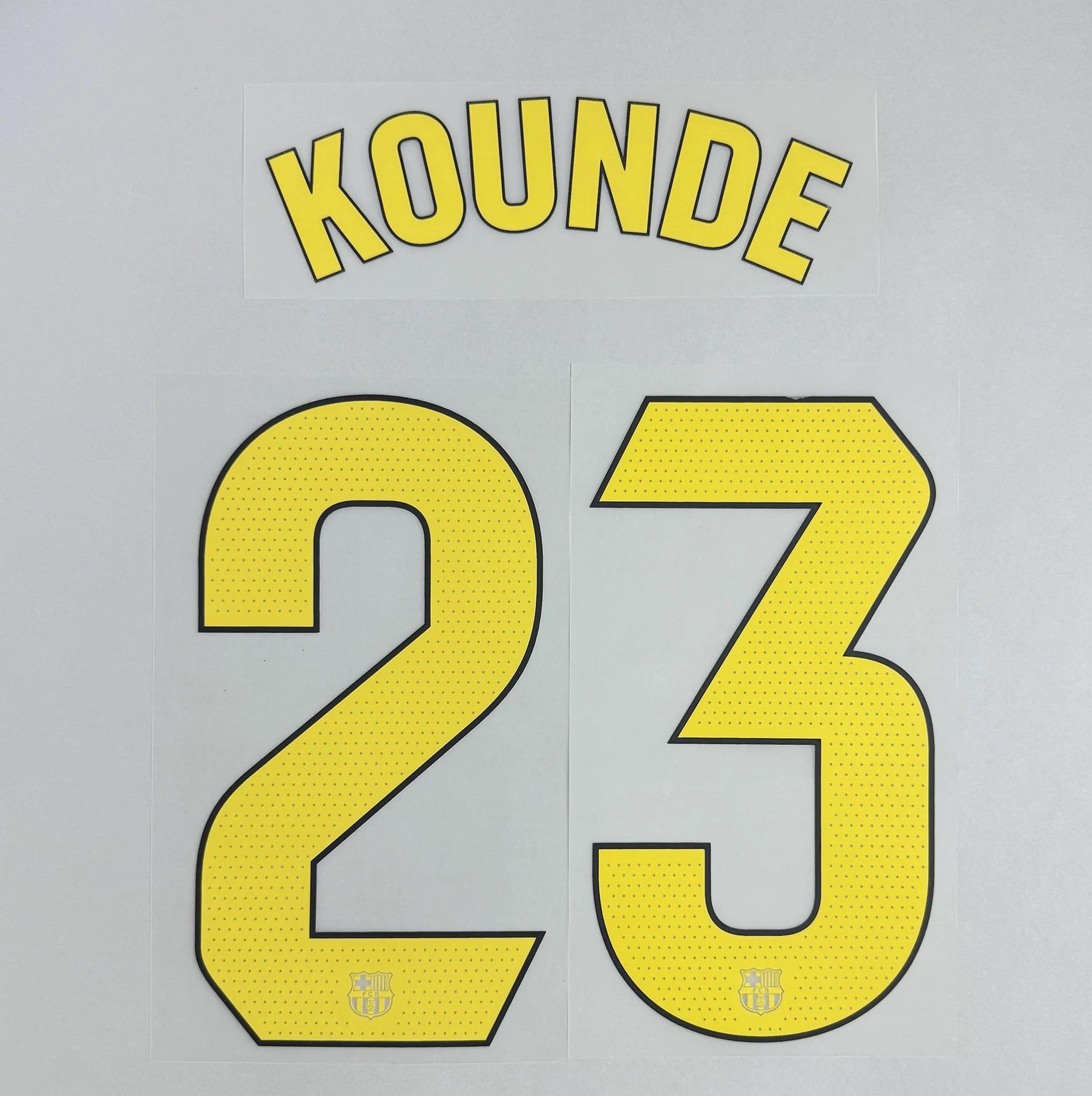 KOUNDE #23 FC Barcelona 2025-26 Home & Fourth Away UCL Football Soccer Name & Number Set