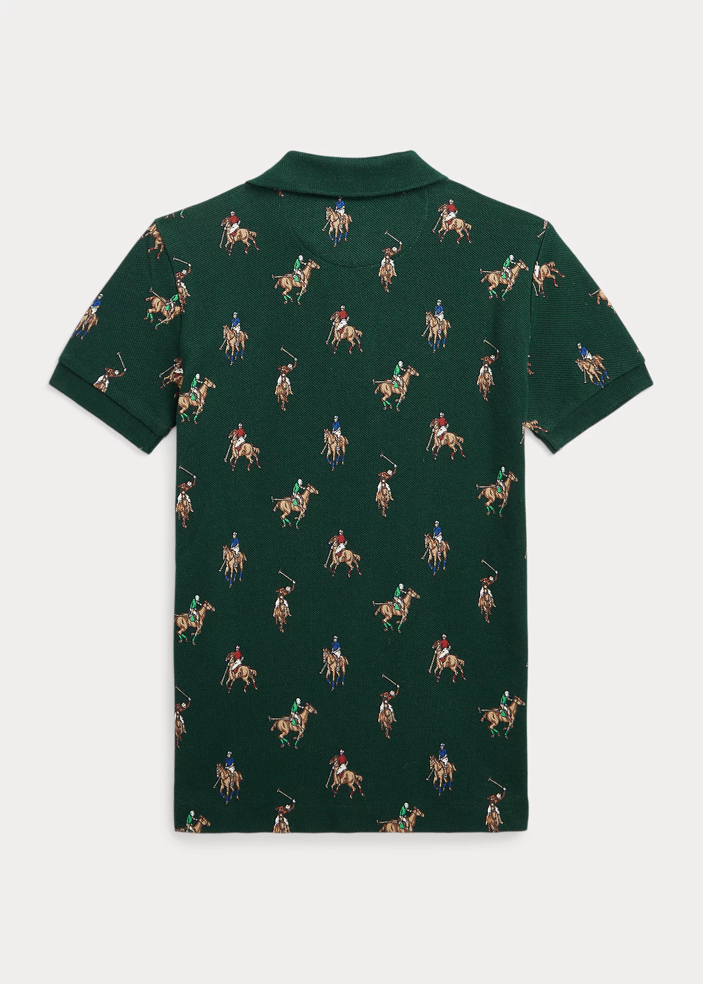 Equestrian-Print Cotton Mesh Polo Shirt