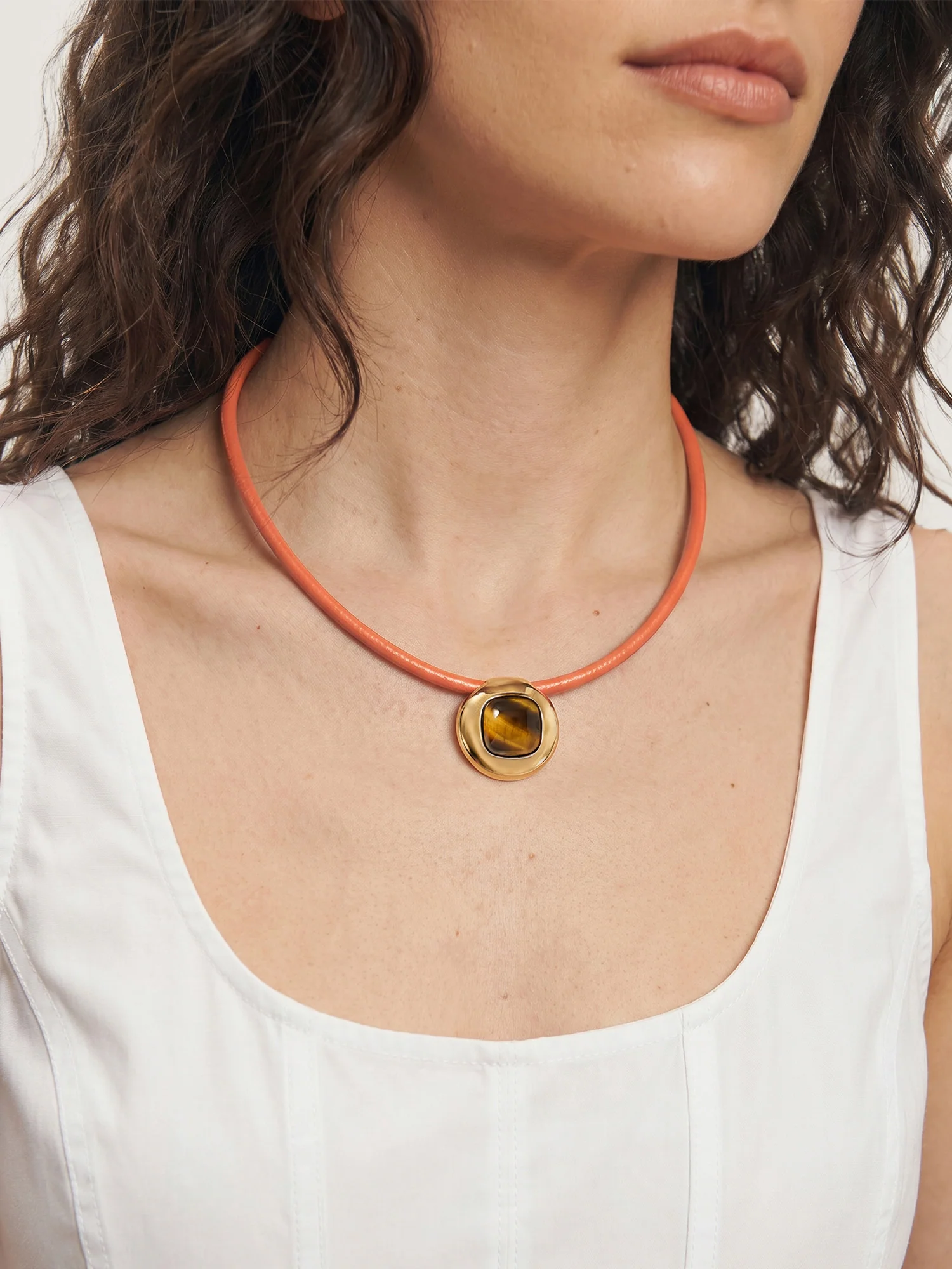 Tiger’s Eye Leather Cord Necklace