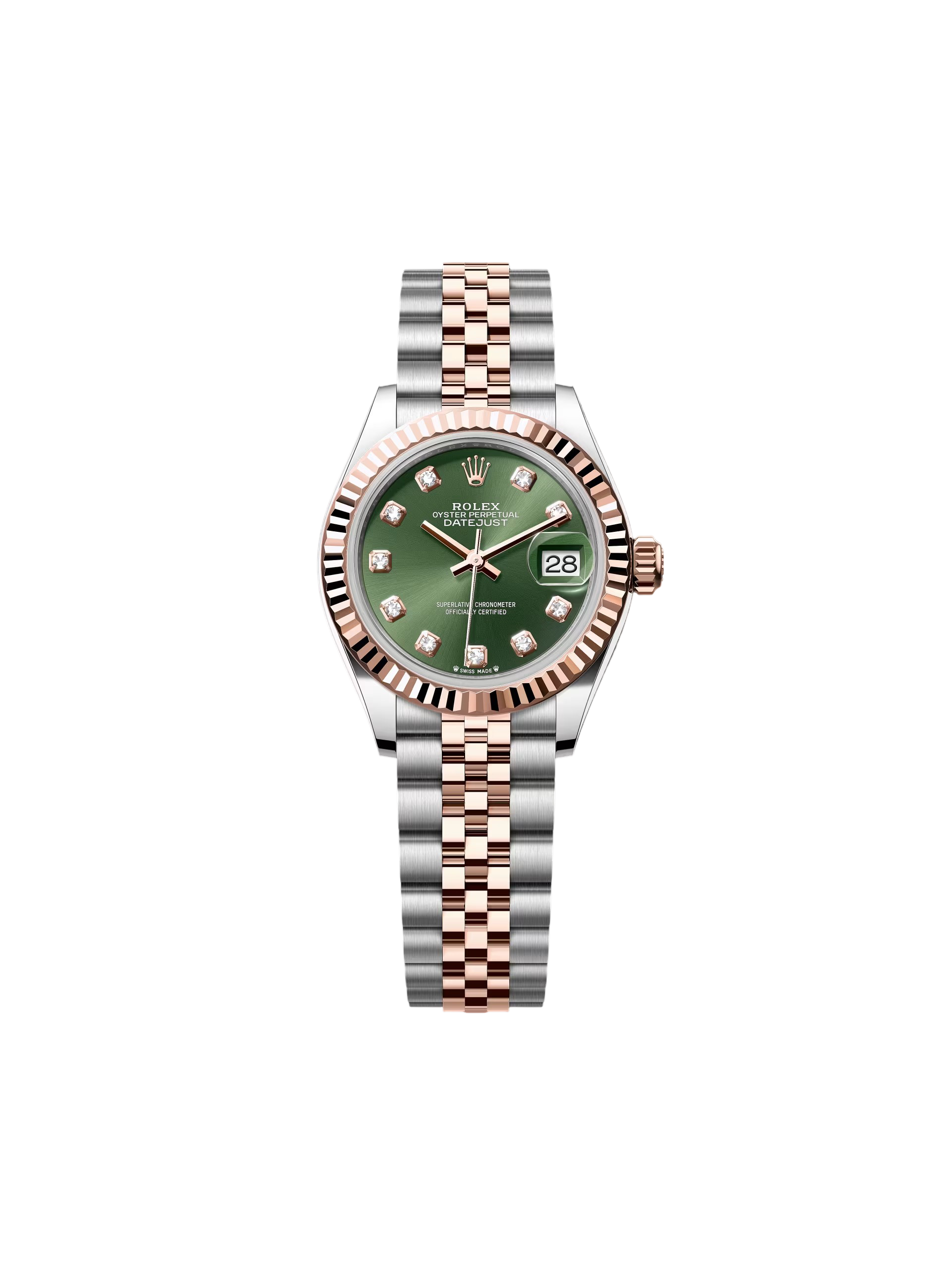 [2026 Mirror Grade]RLX Lady-Datejust 28mm 279171 Green Diamond Oyster Stainless Steel and Rose Gold