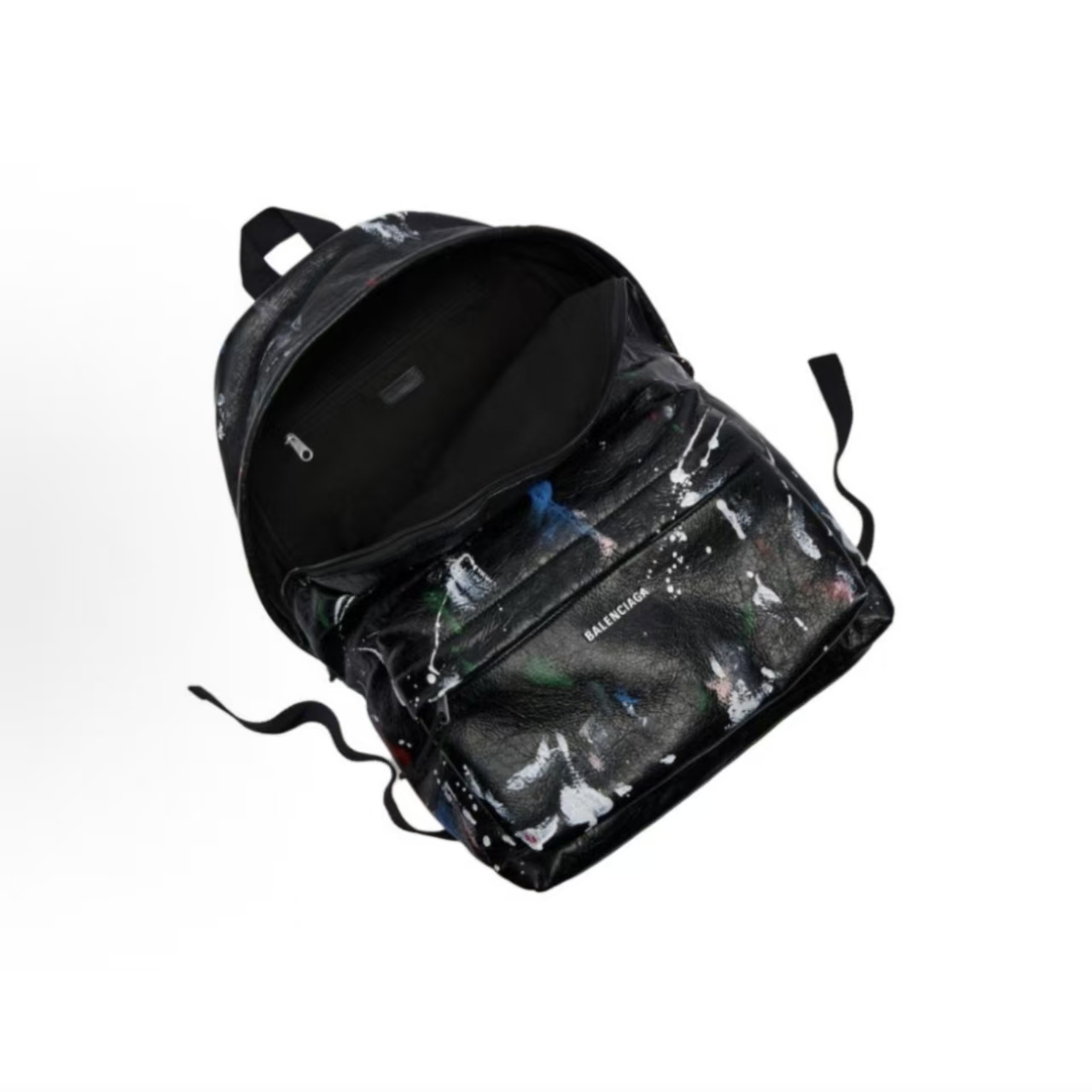 Balenciaga Explorer Backpack Arena Lambskin Paint Splatter Black