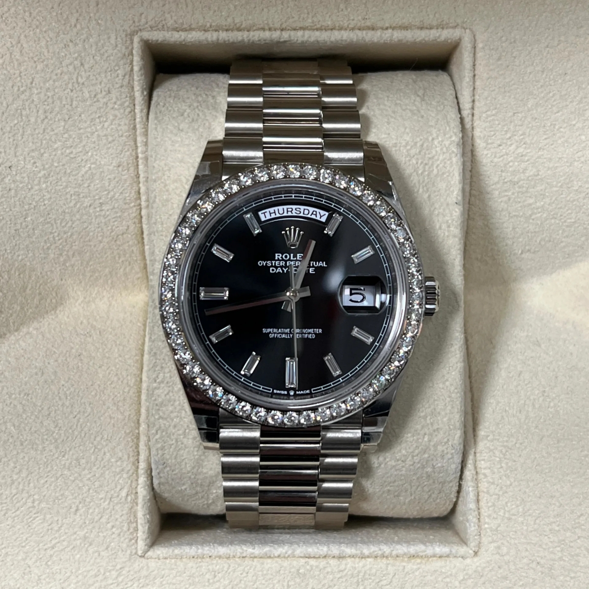 [2026 Mirror Grade]RLX  Day-Date 40mm 228349RBR-0003 Bright Black Dial President Bracelet