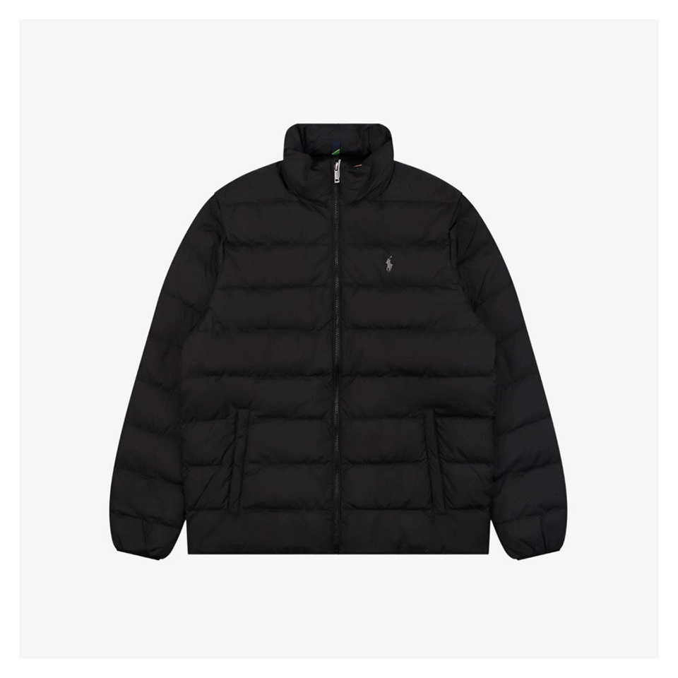Ralph Lauren Pony Logo Quilted Stand Collar Down Jacket (Green/Black)