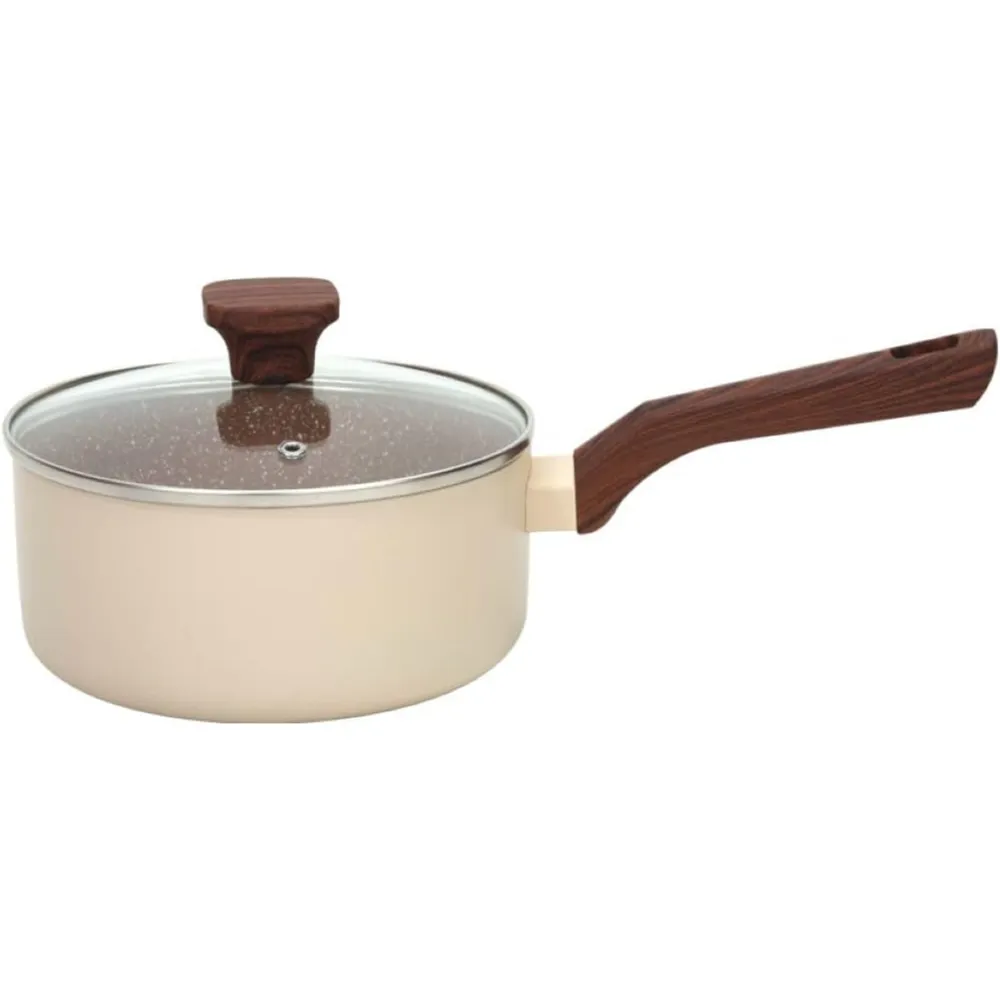 Mimo Style Pratic Marmol Vanilla 5-Piece Aluminum Induction Cookware Set