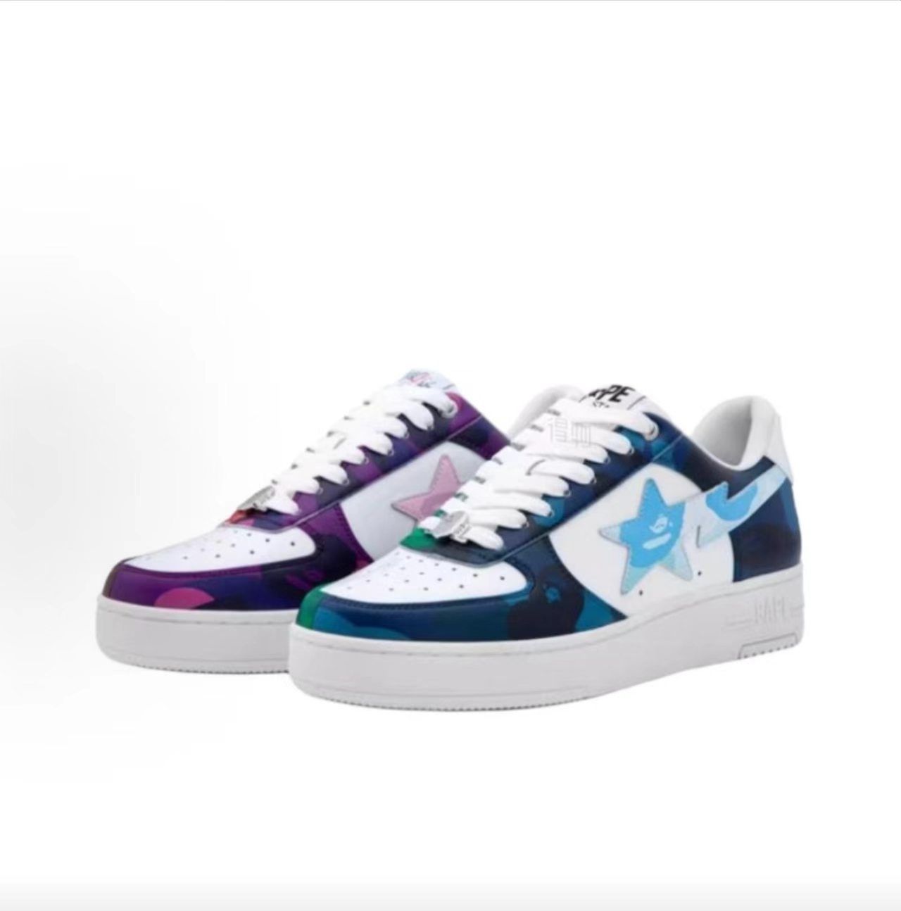 A Bathing Ape Bape Sta Low Blue ABC Camo White Leather