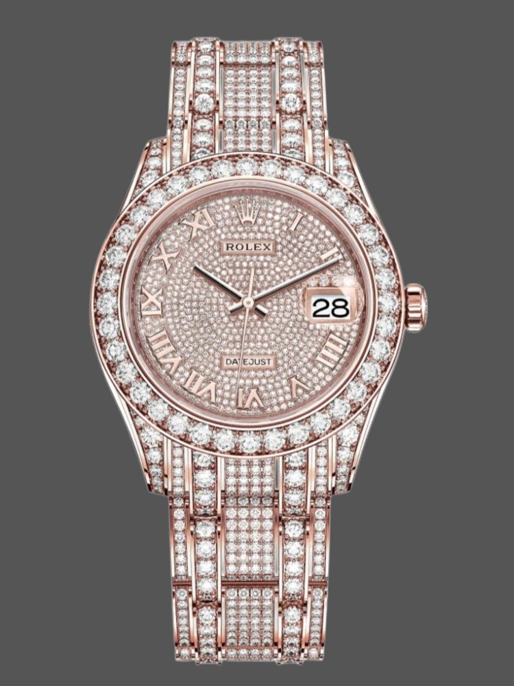 [2026 Mirror Grade]Rolex Pearlmaster 86405RBR Everose Gold Paved Diamond dial 39mm Mens Replica Watch