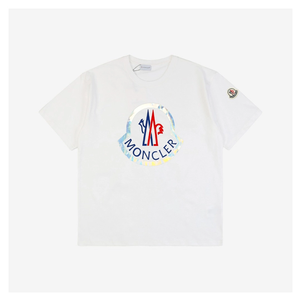 Mxxcler Large Holographic Print T-Shirt (Black/White)