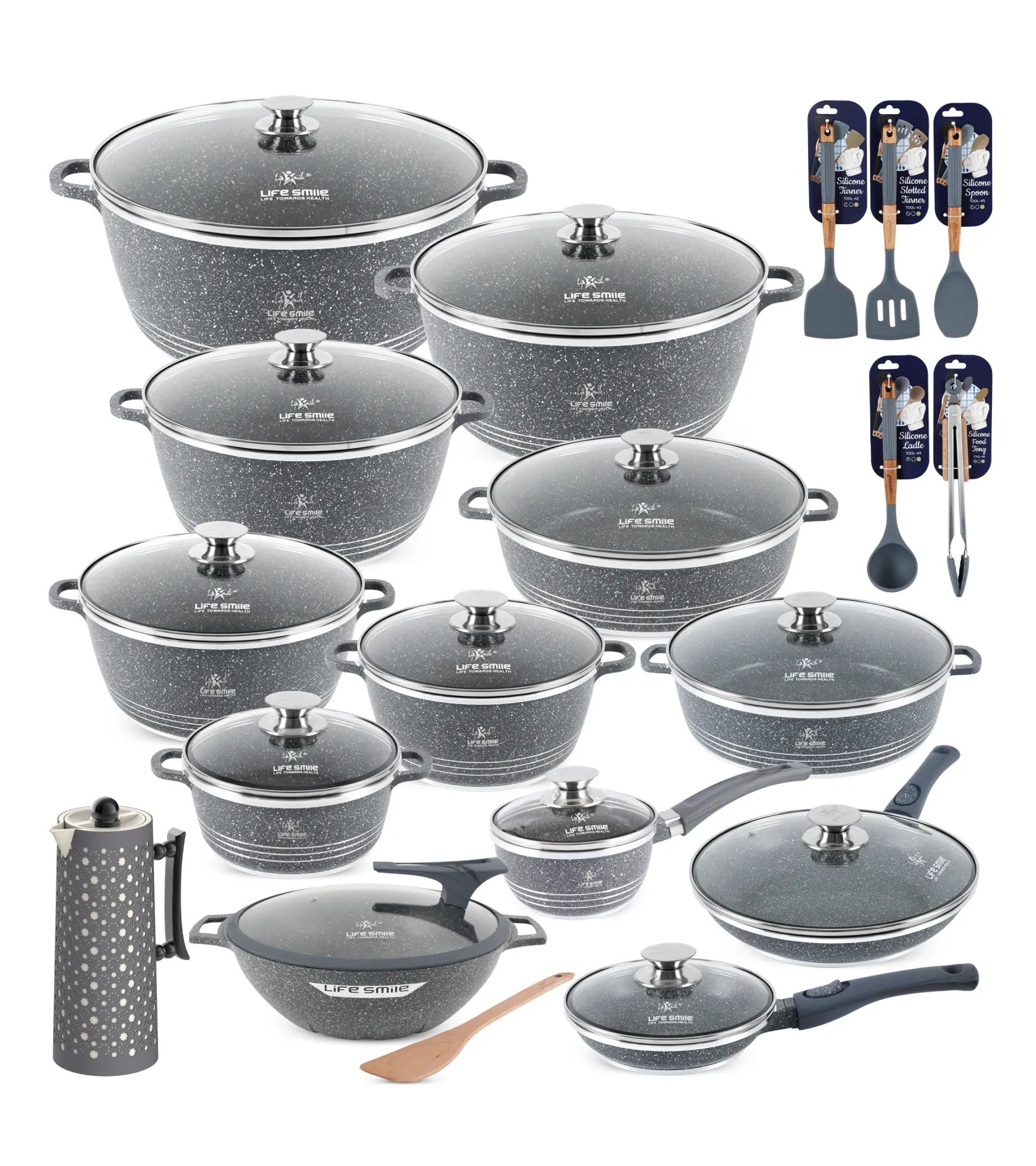 31-Piece Granite Nonstick Cookware Set with Utensils