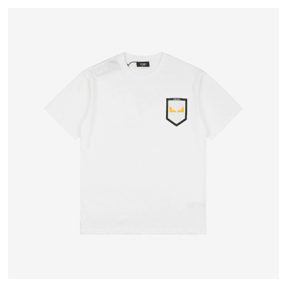 F Monster Eye Faux Pocket Leather Patch T-Shirt (Black/White)