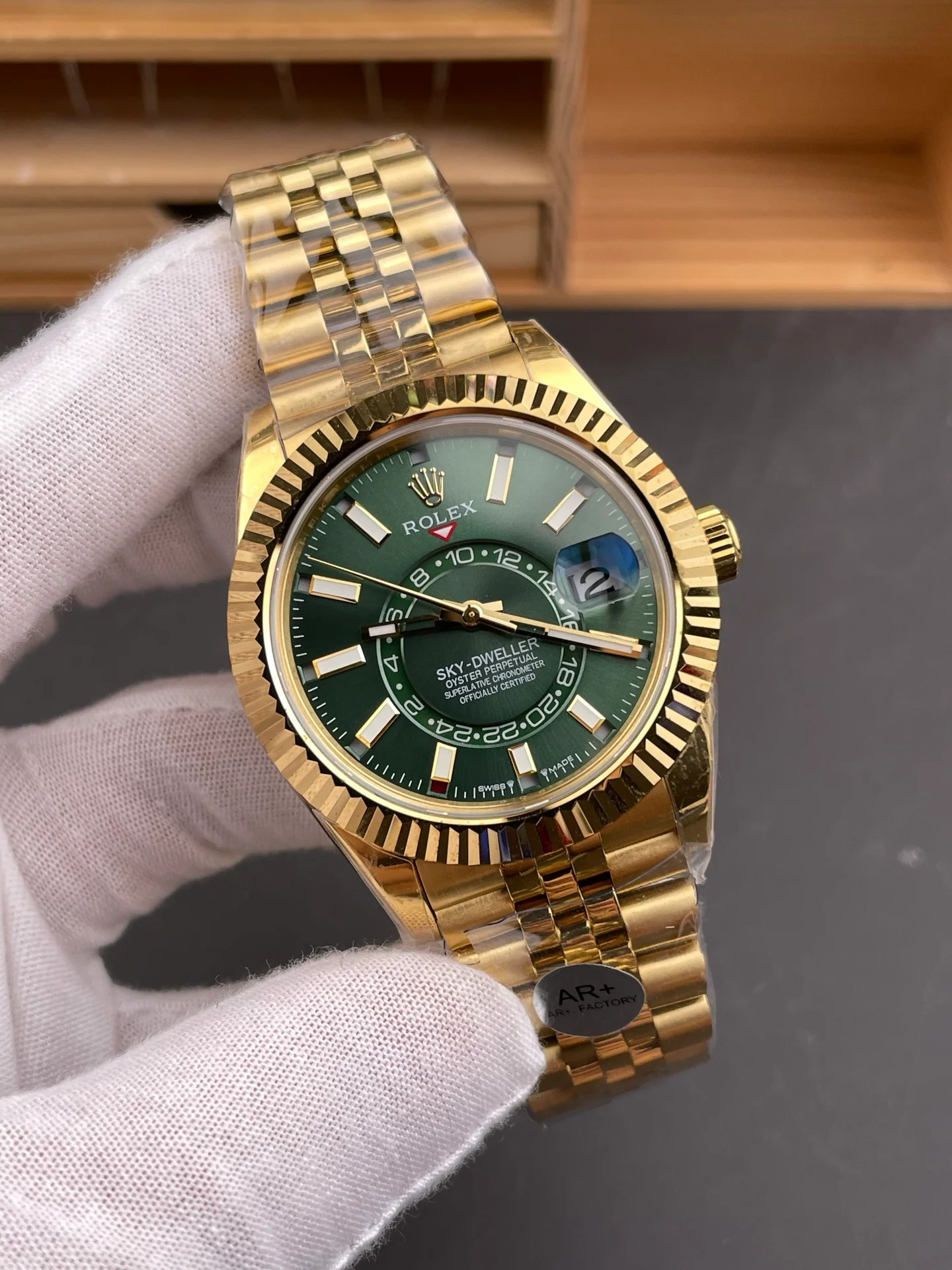 Full Gold Sky-Dweller Green Dial