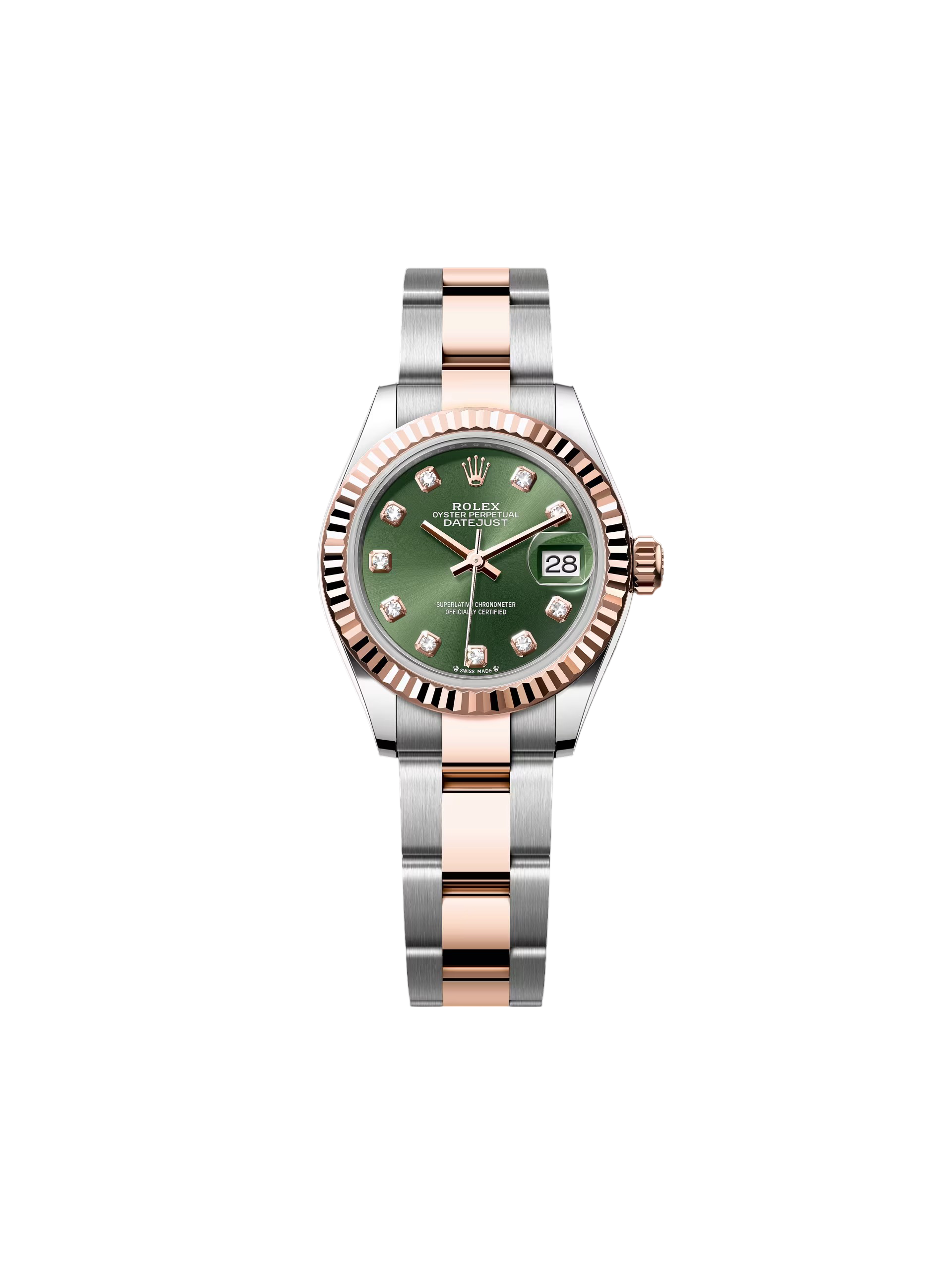 [2026 Mirror Grade]RLX Lady-Datejust 28mm 279171 Green Diamond Oyster Stainless Steel and Rose Gold