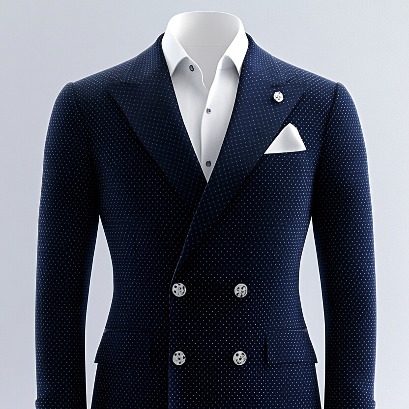 Men's Peaked Lapel Long Sleeve Double Breasted Polka Dot Blazer