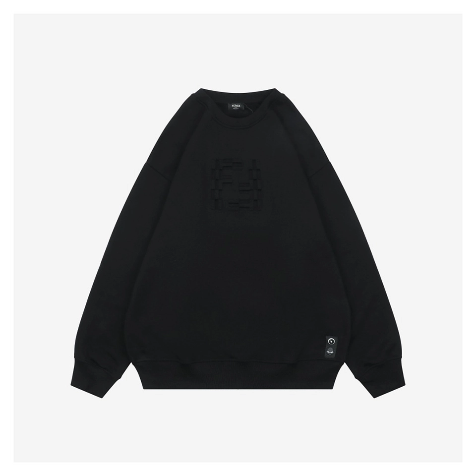 F Tonal Double-F Embossed Crewneck Sweatshirt (White/Black)