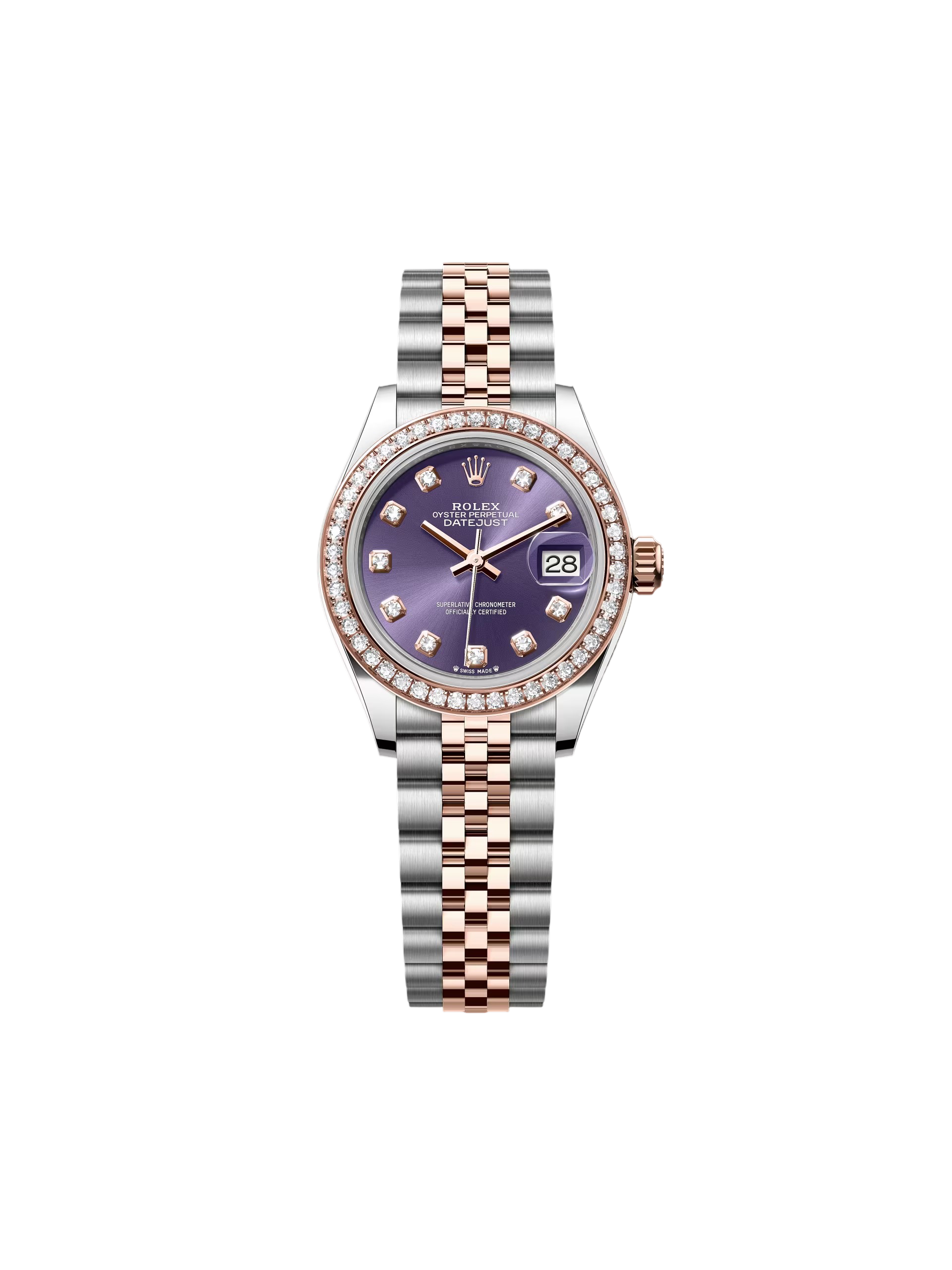 [2026 Mirror Grade]RLX Lady-Datejust 28mm 279381RBR Aubergine Diamond Dial Oyster Bracelet