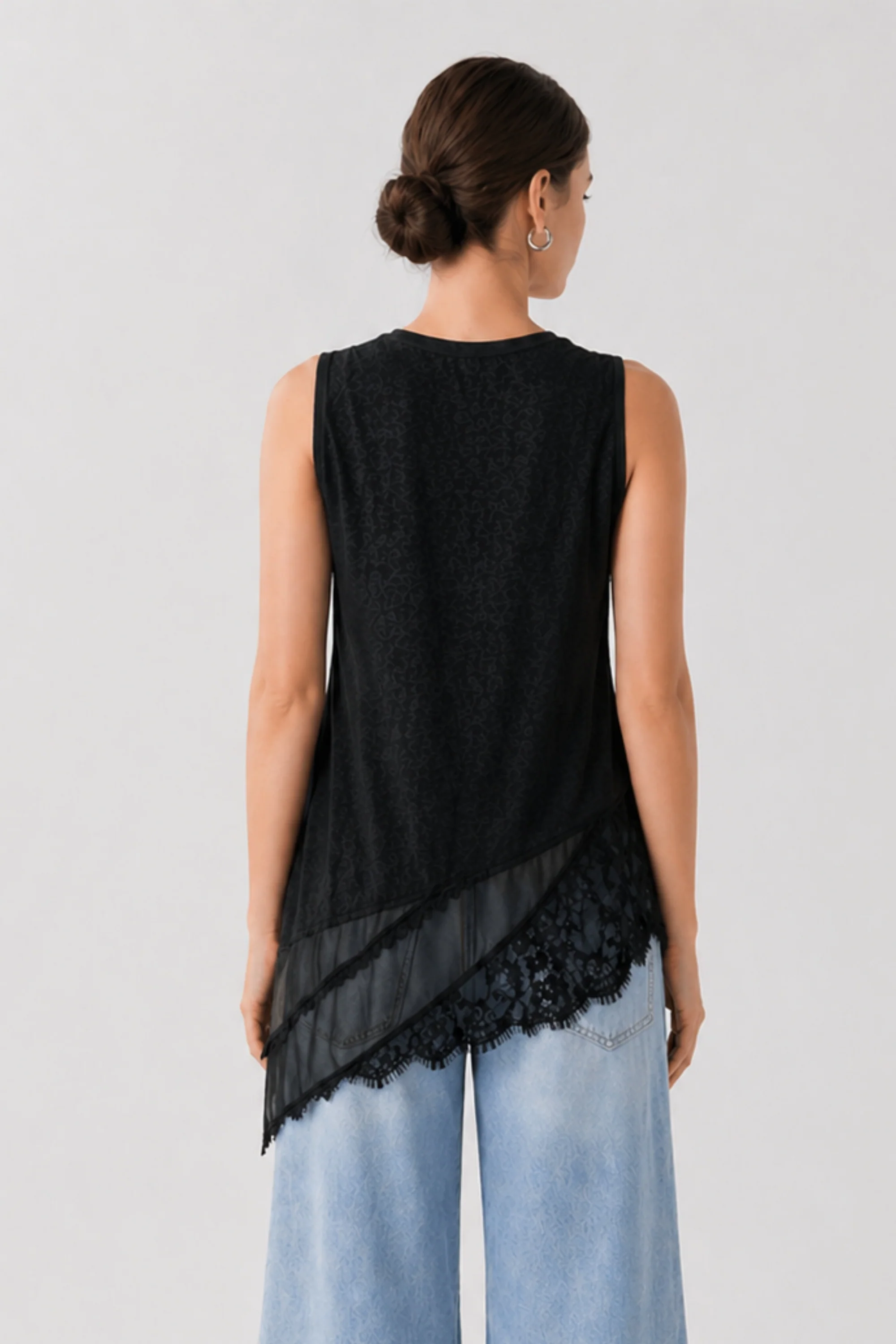Black Lace Cascade Top
