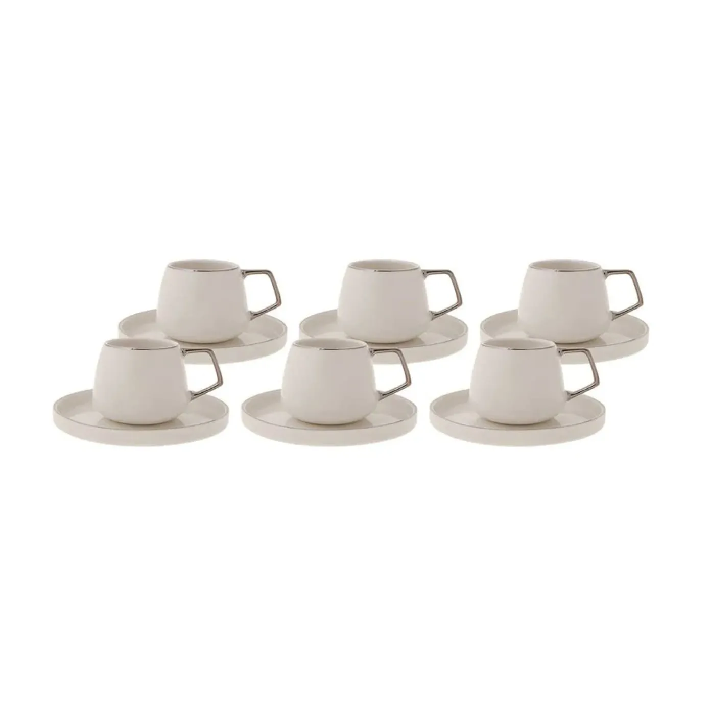 Coffret de tasses à café Karaca Streamline Saturn Platinum pour 6 personnes