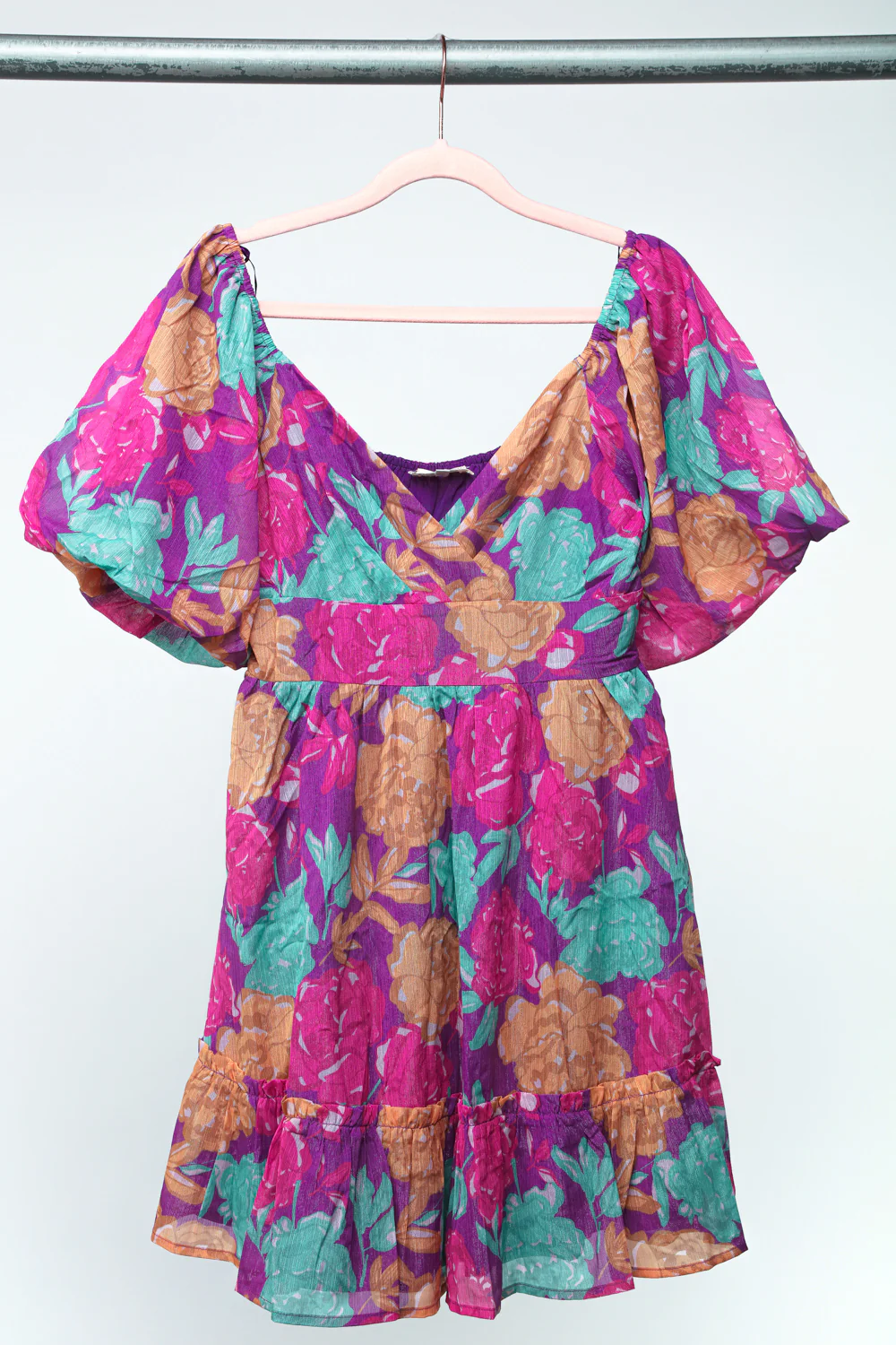 Purple Multi Floral Woven Lined Dress