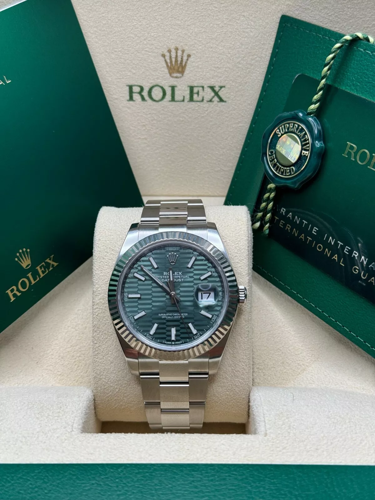 [2026 Mirror Grade]RLX  Datejust 41mm 126334-0029 Mint Green Fluted Motif Dial Oyster Bracelet