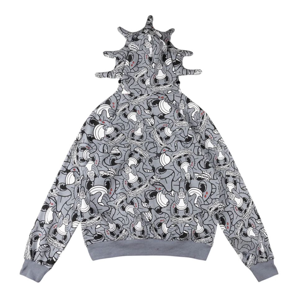Glo Gang Grey All-Over Character Print Hoodie