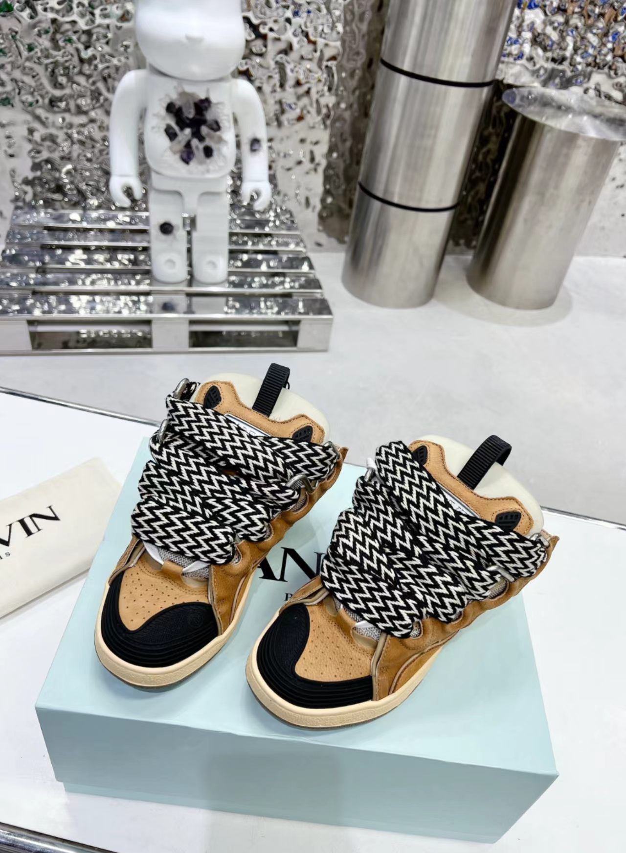 Lanvin Curb Sneakers "Wheat / Tan Suede"